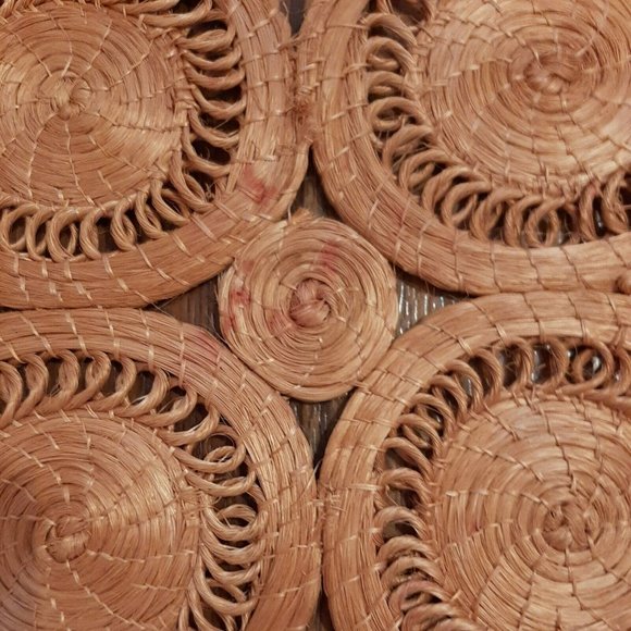 6 Boho Sisal Straw Placemats Farmhouse Vintage Boho - Picture 4 of 8